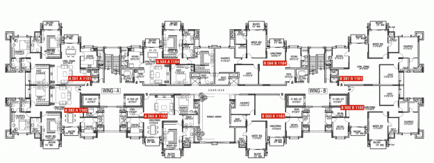 A Typical Plan of a tower in Godrej Woodsman Estate.