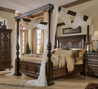Sheer fabrics on Solid Canopy Bed