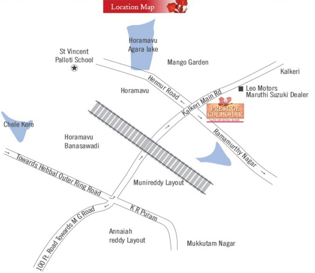 Location map of Prestige Gulmohar