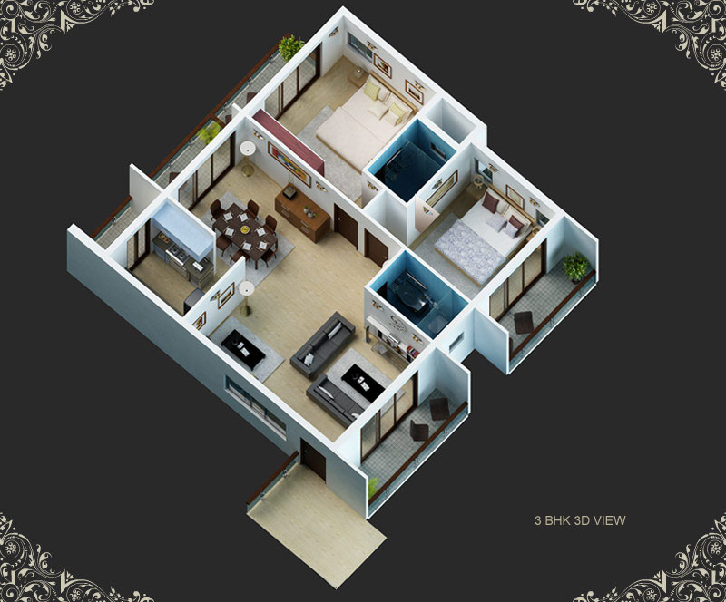 3d home design 2bhk